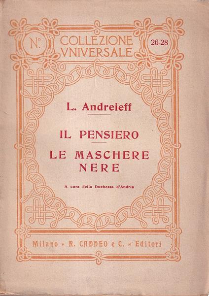 Il pensiero - Le maschere nere. Drammi - copertina