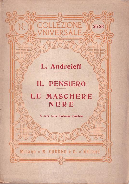 Il pensiero - Le maschere nere. Drammi - copertina