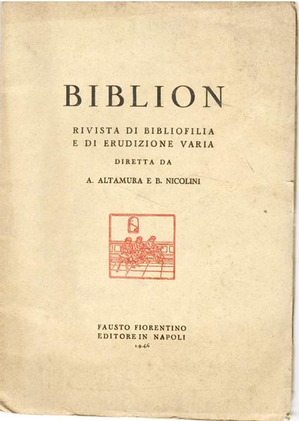 BIBLION Anno I - 1946 - Fascicolo I - copertina