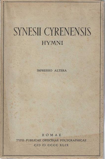 Synesii Cyrenensis - copertina