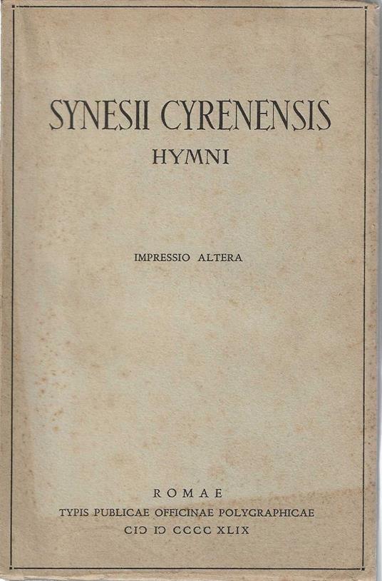Synesii Cyrenensis - copertina
