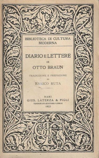 Diario e lettere di Otto Braun - Enrico Ruta - copertina