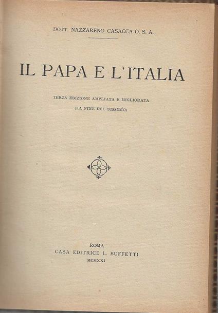 Il Papa e l'italia - copertina