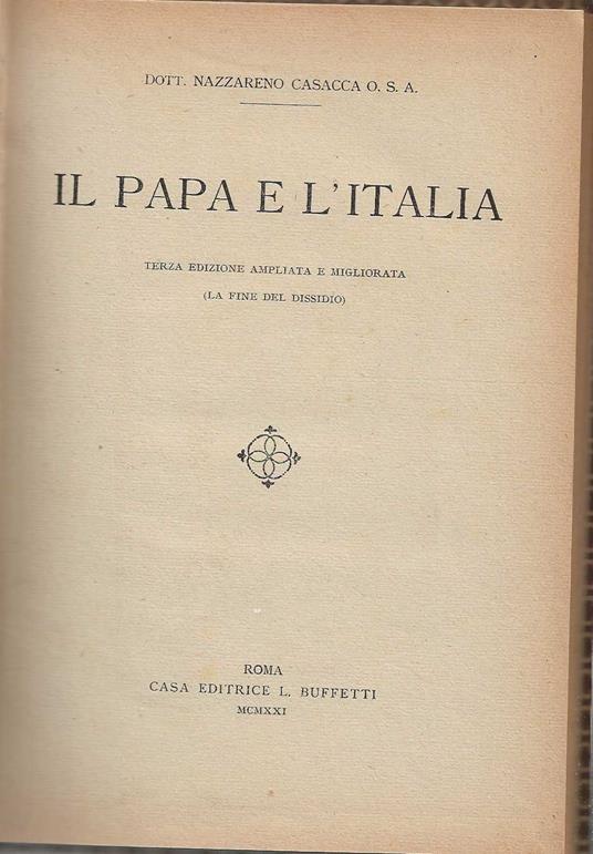 Il Papa e l'italia - copertina