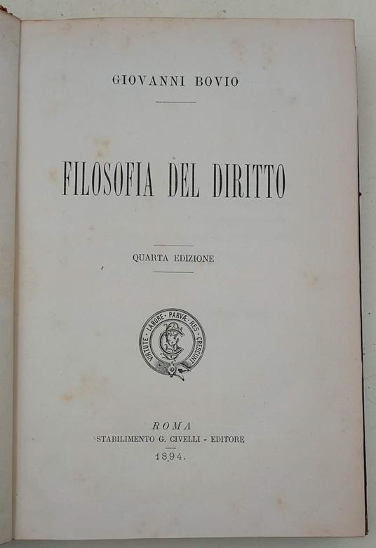 Filosofia Del Diritto - Giovanni Bovio - copertina