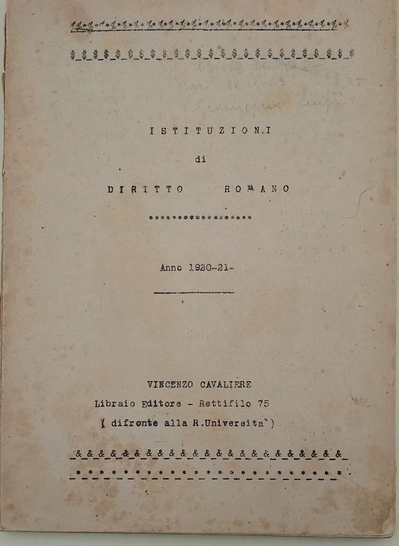Istituzioni Di Diritto Romano-Anno 1920-21