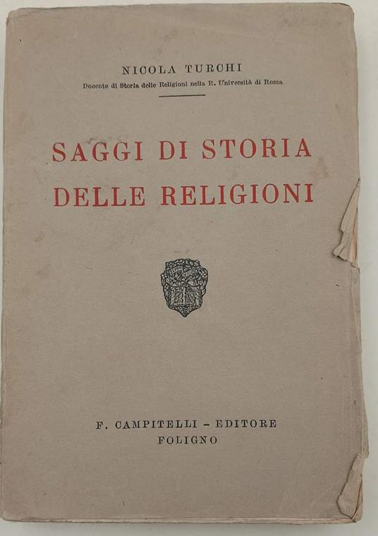 Saggi Di Storia Delle Religioni - Nicola Turchi - copertina