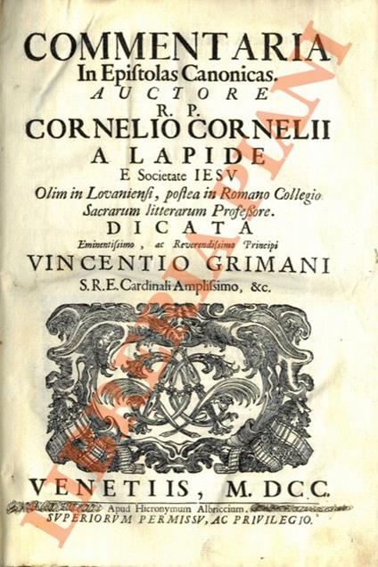 Commentarius in Epistolas Canonicas - copertina