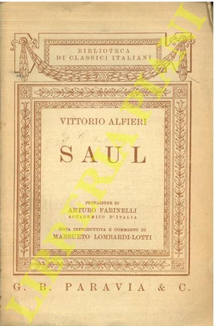 Saul - Vittorio Alfieri - copertina