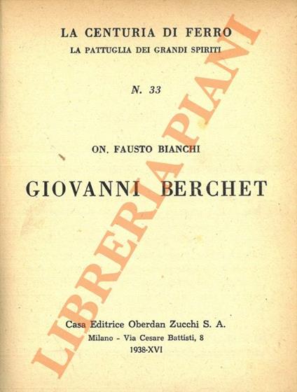 Giovanni Berchet - copertina