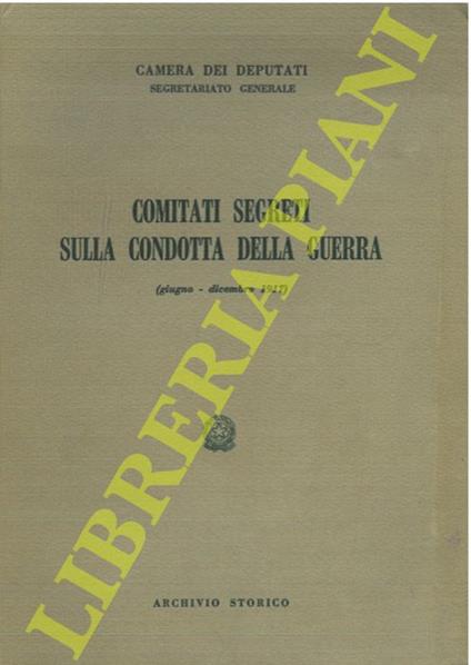 Comitati segreti sulla condotta della guerra (giugno - dicembre 1917) - copertina