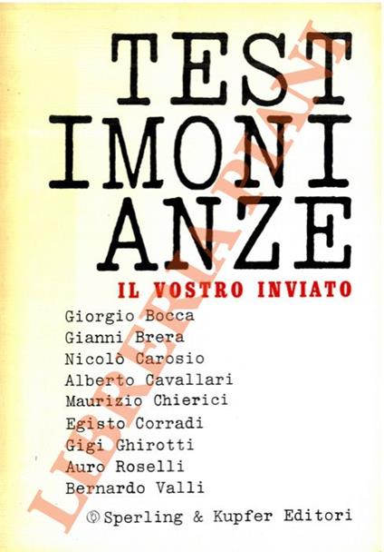 Testimonianze. Il vostro inviato - copertina