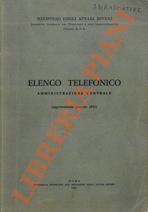 Elenco telefonico. Amministrazione centrale (aggiornamento gennaio 1981) - copertina