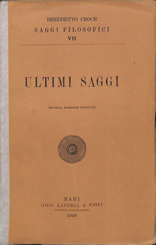 Ultimi saggi - Benedetto Croce - copertina