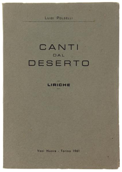 CANTI DAL DESERTO. Liriche - copertina