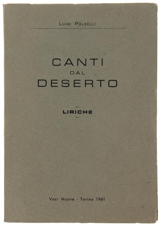 CANTI DAL DESERTO. Liriche - copertina