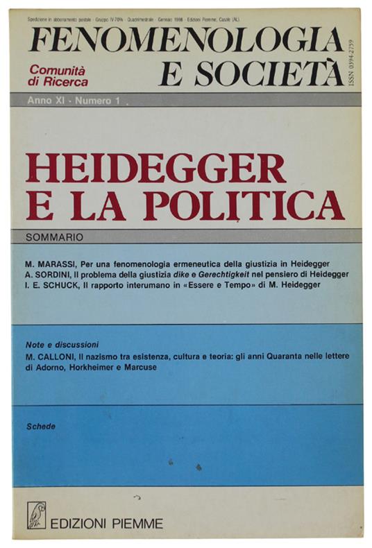 Heidegger E La Politica - copertina