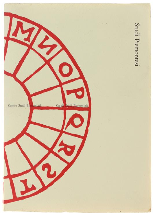 STUDI PIEMONTESI. Vol. XXV - 1996, fasc.2 - copertina