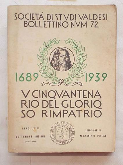 1689 - 1939. V Cinquantenario del Glorioso Rimpatrio - copertina
