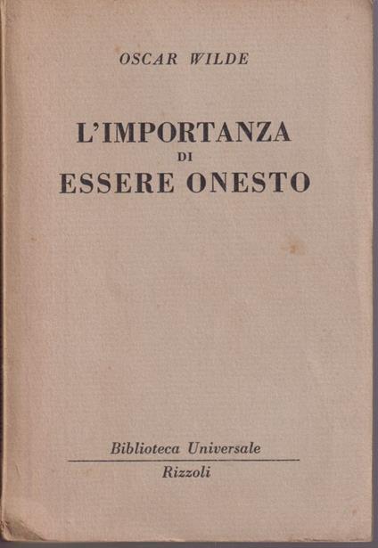 L' importanza di essere onesto - Oscar Wilde - copertina