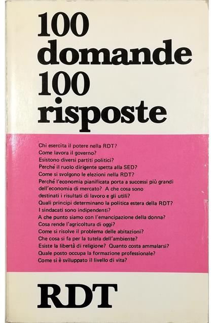 100 domande 100 risposte RDT - copertina