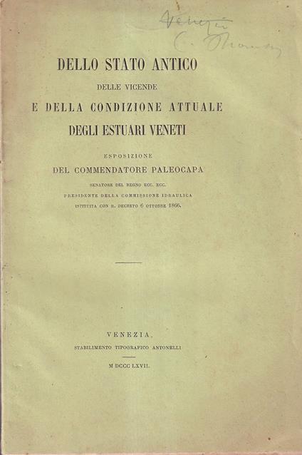 Dello stato antico delle vicende e della condizione attuale degli estuari veneti. Esposizione - copertina