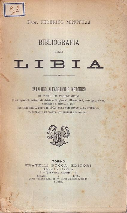 Bibliografia della Libia - copertina