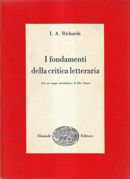 I fondamenti della critica letteraria - I.A. Richards - copertina