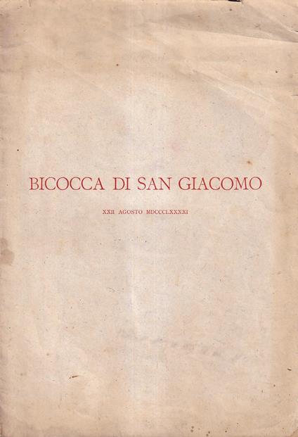 Bicocca di San Giacomo. XII Agosto MDCCCLXXXXI - Giosuè Carducci - copertina