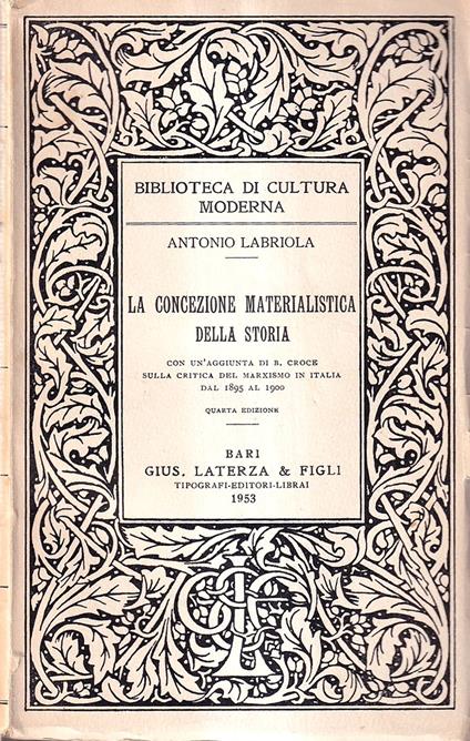La concezione materialistica della storia - Antonio Labriola - copertina