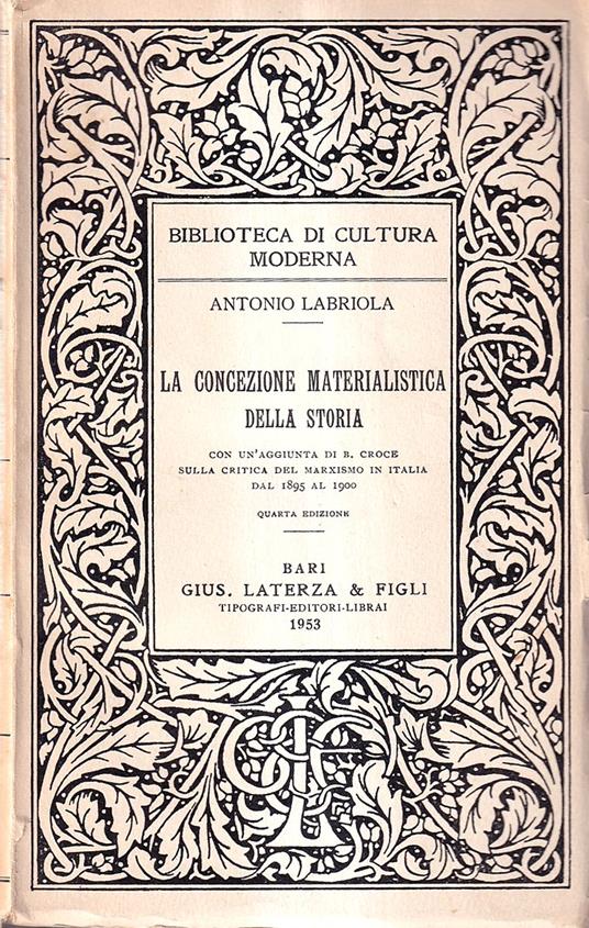 La concezione materialistica della storia - Antonio Labriola - copertina