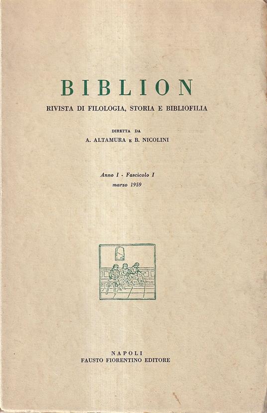 BIBLION - marzo 1959, Anno I, Fascicolo I - copertina