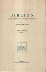 BIBLION - marzo 1959, Anno I, Fascicolo I