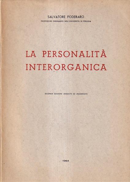 La personalità interorganica - Salvatore Foderaro - copertina