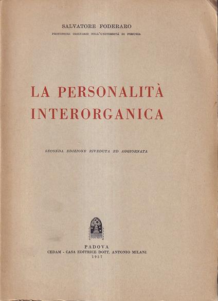 La personalità interorganica - Salvatore Foderaro - copertina