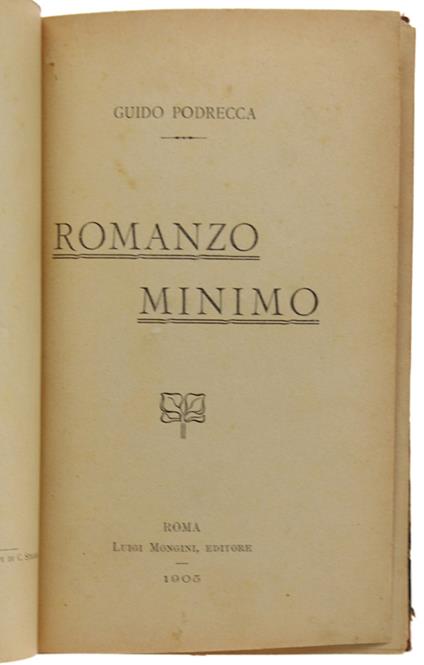 Romanzo Minimo - copertina