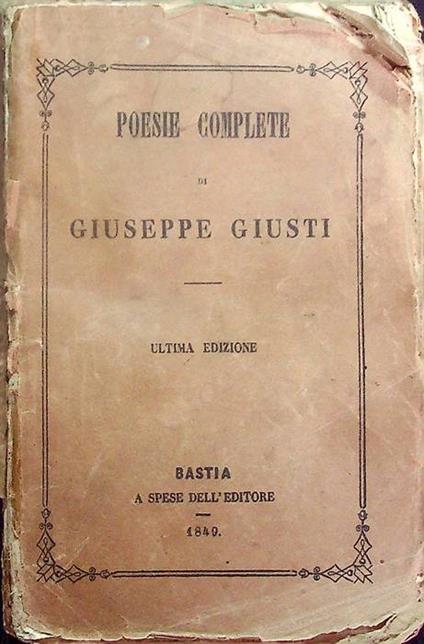 Poesie complete - Giuseppe Giusti - copertina