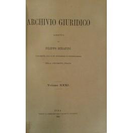 Archivio Giuridico. Diretto da Filippo Serafini. Volume XXXI - copertina