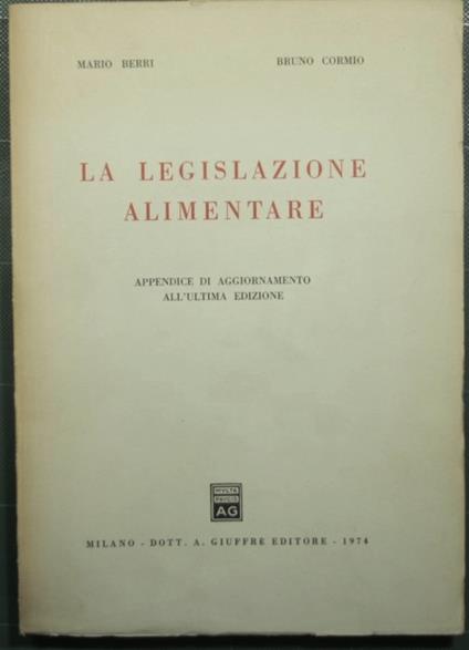 La legislazione alimentare - copertina