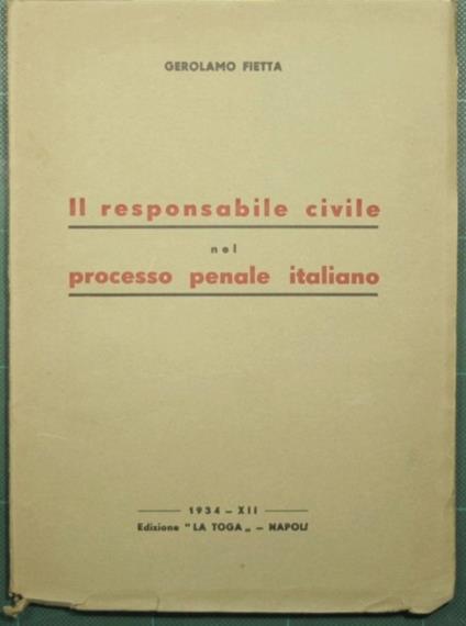Il responsabile civile nel processo penale italiano - copertina