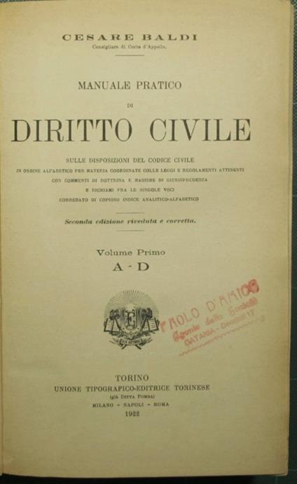 Manuale pratico di diritto civile - Cesare Baldi - copertina