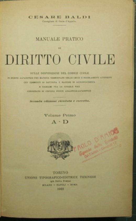 Manuale pratico di diritto civile - Cesare Baldi - copertina