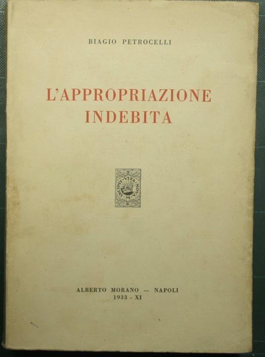 L' appropriazione indebita - Biagio Petrocelli - copertina