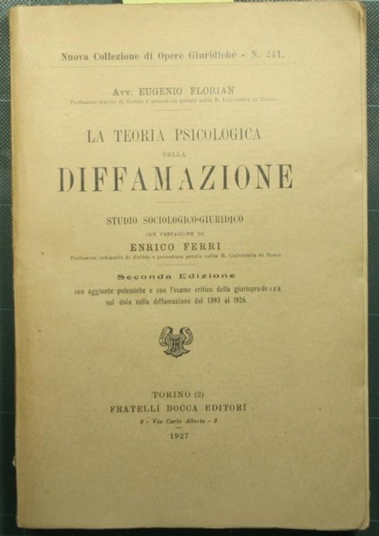 La teoria psicologica della diffamazione - copertina