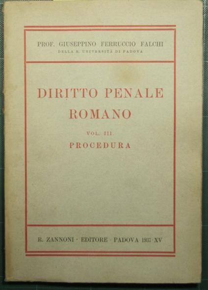 Diritto penale romano - Vol. III Procedura - copertina
