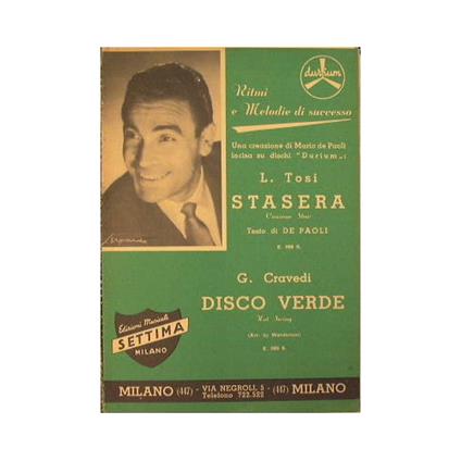 Stasera ( canzone slow ) - Disco Verde ( hot swing ) - copertina