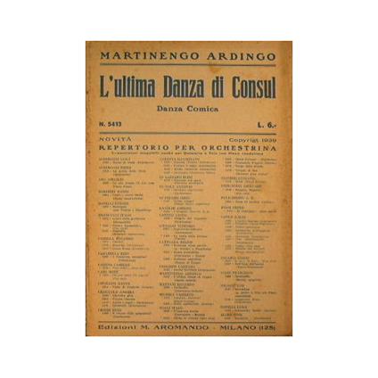 L' ultma Danza di Consul ( danza comica ) - copertina