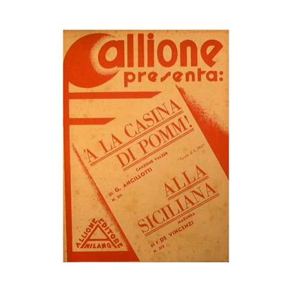 A la casina di Pomm ( canzone valzer ) - Alla siciliana ( mazurka ) - copertina