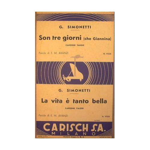 Son tre giorni che Giannina ( canzone tango ) - La vita è tanto bella ( canzone valzer ) - copertina