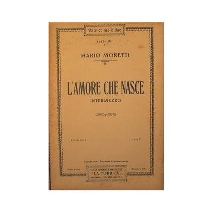 L' amore che nasce ( intermezzo ) ( moderato assai ) - Mario Moretti - copertina